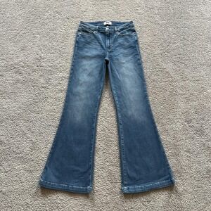 Paige Genevieve Golden Years High Rise Flare Jeans Womens 28 Blue Denim
